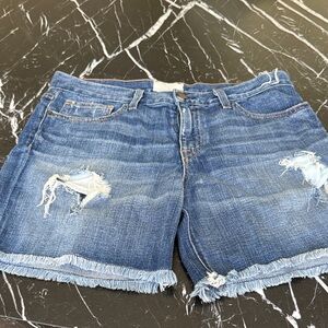 Blue Distressed Denim Shorts for Women
